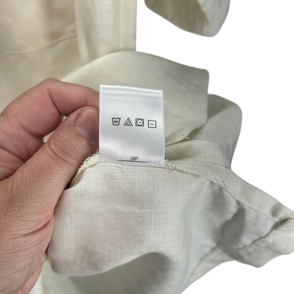 Joseph and Feiss Linen Shirt S White Short Sleeve Button Up Vacation Beach Style - Picture 7 of 8